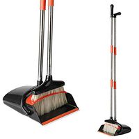 FANSUSENKE Broom and Dustpan Set, 51" Long Handle Dust Pan Combo, Upright Cleaning for Home Kitchen Room Lobby Office Floor