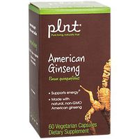 plnt American Ginseng Made with Natural, NonGMO American Ginseng Supports Energy, 400mg per Serving, Gluten Free Herbal Supplement (60 Veggie Capsules)