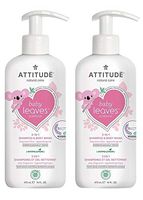 ATTITUDE Baby Leaves Fragrance Free 2-in-1 Shampoo & Body Wash (Pack of 2) With Blueberry and Moringa Oleifera Seed, 16 oz. each