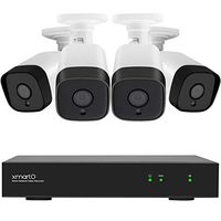 XMARTO 5MP Super HD 8CH PoE Home Security Camera System, 4pc H.265+ 5MP Security IP Camera, 2-Way Audio, 8CH 5MP H.265+ NVR, Easy Remote Access, IR Night Vision, Weatherproof, w/o Hard Drive (ES5084)
