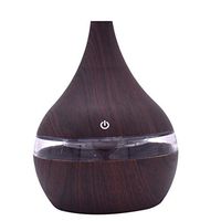 EnjoCho 300ml Air Aroma Essential Oil Diffuser LED Mini Ultrasonic Aroma Aromatherapy Humidifier with USB Data Cable (Brown)