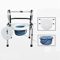 LTLHXM Walking Frame with Ergonomic Handle and Toilet Chair Lightweight Folding Adjustable Height Walker Mobility Aid Helps with Walking Independently Elderly Grandparents Disabled Injured
