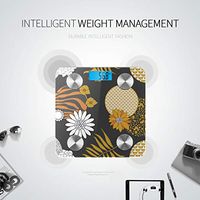 LYAOE Bluetooth Body Fat Scale Golden Silver Floral Pattern Japanese Motifs Smart Wireless Scale with LCD Display Measuring Body Weight Bmi and Health Digital Scale