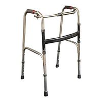 Yadianna Cozy Elderly Walker Foldable Old Man Auxiliary Double Armrests Four Feet Black Flat Steel Walker 45×37×75(91) cm Non-Slip Walking Stick with Hospital