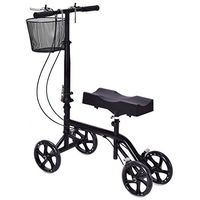 LHONE Knee Walker Scooter Foldable AdjustableHeavy Duty Drive Medical Steerable Knee Broken Leg,Foot Injuries Walker with Dual Brake Crutch Alternative & Basket Black