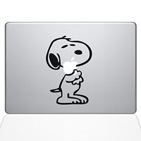 Snoopy Hugging Apple - Vinyl 5" tall (Color BLACK) decal laptop tablet skateboard car windows stickers