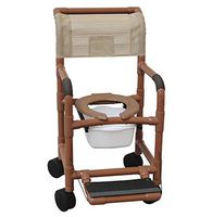 MJM International 118-5TL-SQ-PAIL-DDA-SSDE Standard Shower Chair with Commode Pail, Double Drop Arms, Soft Seat and 5" Casters Total Lock Casters, 300 oz Capacity, 40.5" Height x 22" Width x 25.25" Depth, Royal Blue/Forest Green/Mauve