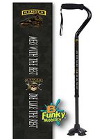 Adjustable Walking Cane Foam Handle Quad Footed Four Pointed Cane Tip US Army Ranger Military Walking Cane