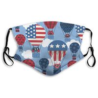 Patriotic Hot Air Balloon American Flag Women Men Boys Girls Reusable Anti-Dust Cycling Running Travel Half Face Mouth Mask Breathable Fashion Costume Mask for Halloween Christmas Birthday Party