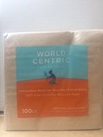 World Centric's 100% Biodegradable, 100% Compostable Unbleached 2 PLY 100% PCW Beverage Napkins (Package of 1000: 10 Packs of 100)