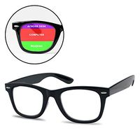 Classic Retro MultiFocus Readers - 3 Powers in 1 Trifocal Reading Glasses (Black Frame, 1.50)
