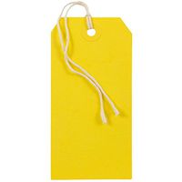 JAM PAPER Gift Tags with String - Medium - 4 3/4 x 2 3/8 - Yellow - Bulk 100/Pack