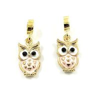 2pcs Owl European Gold Pendant CZ Charm Beads Fit Necklace Bracelet Fashion DIY accesories designer jewels talisman jewelery womans charming bracelet trendy