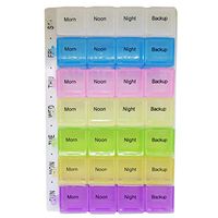 Weekly Pill Cases Organizer with 28 Compartments 7 Day Pill Boxes Holders Portable Rainbow Plastic Container for Daily/Travel Vitamins, Tablet, Supplements and Medication, 4 Times Each Day