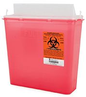 Sharps Container Prevent 2-Piece 10.75H X 10.5W X 4.75D Inch 5 Quart Red Base Horizontal Entry Lid