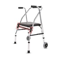 Rolling Walkers Walker Elderly Help Can Sit Light Folding Walker Aluminum Alloy Anti-Slip Anti-Fall Elderly Rehabilitation Walker (Color : Silver, Size : 624784cm)