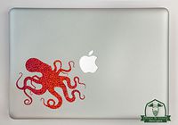 Kraken Octopus Specialty Vinyl Decal Sized to Fit A 11" Laptop - Red Metal Flake