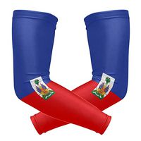 ZZKKO Haiti Flag Cooling Arm Sleeves Cover Uv Sun Protection for Men Women Running Golf Cycling Arm Warmer Sleeves 1 Pair