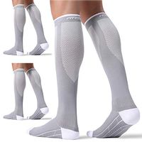 3 Pairs Compression Socks for Women and Men 20-30mmHg- Circulation and Muscle Support Socks for Travel, Running, Nurse, Medical GREY L/XL