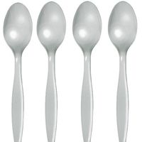 Shimmering Silver Premium Plastic Spoons 50 count (010587B)