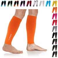 NEWZILL Compression Calf Sleeves (20-30mmHg) for Men & Women - Perfect Option to Our Compression Socks - for Running, Shin Splint, Medical, Travel, Nursing, Cycling (S/M, Solid Orange)