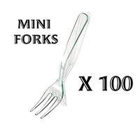 LORESO 100CT Plastic Clear Mini Forks For Fruit Dessert and Frozen cakes - Disposable, BPA Free, Reusable 3.8 Inches (Mini Forks 100CT Pack)