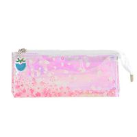 Transparent Student Pencil Pen Case Cosmetic Pouch Pocket Brush Holder Makeup Bag for Students/Adults (C)