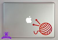 Overly Attached Decals Knitting Needles and Yarn Specialty Vinyl Decal Sized to Fit A 11" Laptop - Red Metal Flake