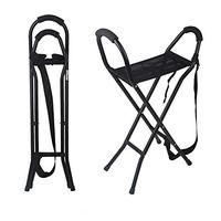 XRX Walking Cane Chair Stool Walking Stick with Sling Seat Portable Fishing Rest Stool Attached Four Sturdy Legs Heavy Duty Folding Lightweight Crutches with Comfortable Handle for Elderly and Disable