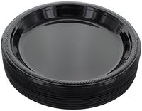 Amcrate Black Disposable Plastic Party Plates 10.4" - Ideal for Weddings, Party’s, Birthdays, Dinners, Lunch’s. (Pack of 50)