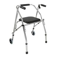 Yadianna Cozy Folding Walker Frame,Adjustable Lightweight Folding Rollator Walking Aid for Mobility Elderly Disability Sit to Stand