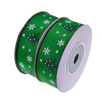 ATRibbons 20 Yards 3/4 Inch Xmas Tree Grosgrain Ribbon Christmas Red and Green Ribbons for Gift Wrapping and Holiday Decorations,10Yards/Spool x 2 spools,Green