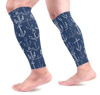 KEAKIA Anchor Pattern Calf Compression Sleeves Shin Splint Support Leg Protectors Calf Pain Relief for Running, Cycling, Travel, Sports for Men Women (1 Pair)