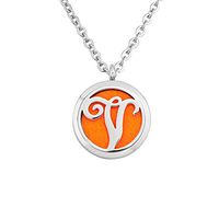 Q&Locket Initial Letter A-Z Premium Aromatherapy Essential Oil Diffuser Locket Necklace With 12pcs Refill Pads (V)