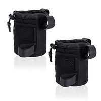 (2 Pack) Rollator Drink Cup Holder, 3-Straps Wheelchair Water Bottle Holder with Mesh Pockets Universal for Walker Stroller Bike