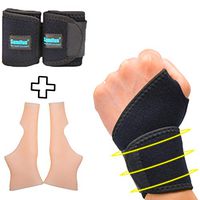 Sumifun Compression Wrist Wraps Plus Gel Carpal Tunnel Wrist Braces, Adjustable Stretch Wrist Protector Straps Fit for Sports Injuries, Swelling, Bruises & Sprain Women & Men