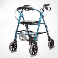 LTLHXM Walking Frame Lightweight Folding Four Wheel Rollator Walker with Padded Seat Lockable Brakes Ergonomic Handles and Storage Basket Limited Mobility Aid Healthcare for Elderly