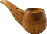 6.75" Wooden 3D Tobacco Smoking Pipe Teaser Puzzle, Medium Brown