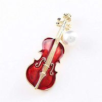 Pearl Rhinestone Violin Shape Brooch Pin Jewelry Lapel Pin Clothes Accessories Daily Novelty Aesthetic Design Style Delicate Cute Creative Accessory Stylish