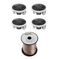 Yamaha NS-IW480CWH 8" 3-Way In-Ceiling Speaker System - White (4 Speakers + AmazonBasics Speaker Wire)