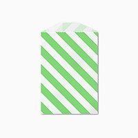 25 Green and White Diagonal Stripe Little Bitty Bags 2.75 X 4 Inches