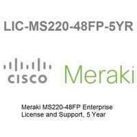 Meraki Enterprise License for Meraki MS220-48FP Cloud Managed Gigabit Switch - 5 Years LIC-MS220-48FP-5YR