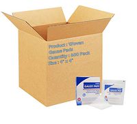 Woven Gauze Pads 4" x 4". Case of 600 12-ply Disposable Cotton sponges for Wound Dressing, Cleaning, prepping, or Packing. Sterile, 100% Cotton, Latex-Free.