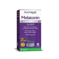 Natrol Melatonin Advanced Sleep Tablets with Vitamin B6, Helps You Fall Asleep Faster, Stay Asleep Longer, 2-Layer Controlled Release, 100% Drug-Free, Maximum Strength, 10mg, 30 Count