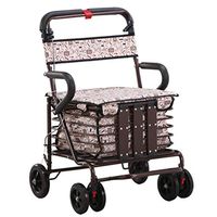 Rollators & Walkers Rolling Walkers Elderly Walker Lightweight Folding Four-Wheel Roller Walker with Padded Seat Lockable Brake Height Adjustable Ergonomic Handle and Basket