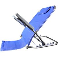 MOCOHANA Portable Bed Backrest Adjustable Sit-up Back Rest Chair for Neck Lumbar Back Support with Head Cushion and Armrest, Stainless Steel(Blue Breathable Mesh)
