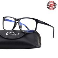 CGID CT12 Blue Light Blocking Glasses Men Women Safety for Computer Gaming Anti Eye Strain Third Generation Blue Ray Filter Clear Lens Black(0.00, No Magnification, 35.27%)
