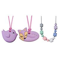 Munchables Fox Sensory Chew Necklace Combo (Purple Fox, Purple Bird and Soft Geo)