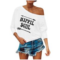 Vivilpus Fashion Women's Autumn/Winter Long Sleeve Loose Leisure Coat Off Shoulder Sexy Top BlouseSweater Crew Neck Print Long Sleeve 2019 Top