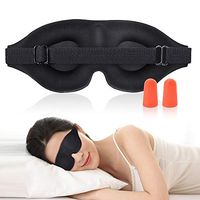 Sleep Eye Mask for Men Women, 3D Contoured Cup Sleeping Mask & Blindfold with Ear Plug, Concave Molded Night Sleep Mask, Block Out Light, Soft Comfort Eye Shade Cover for Travel Yoga Nap, Black